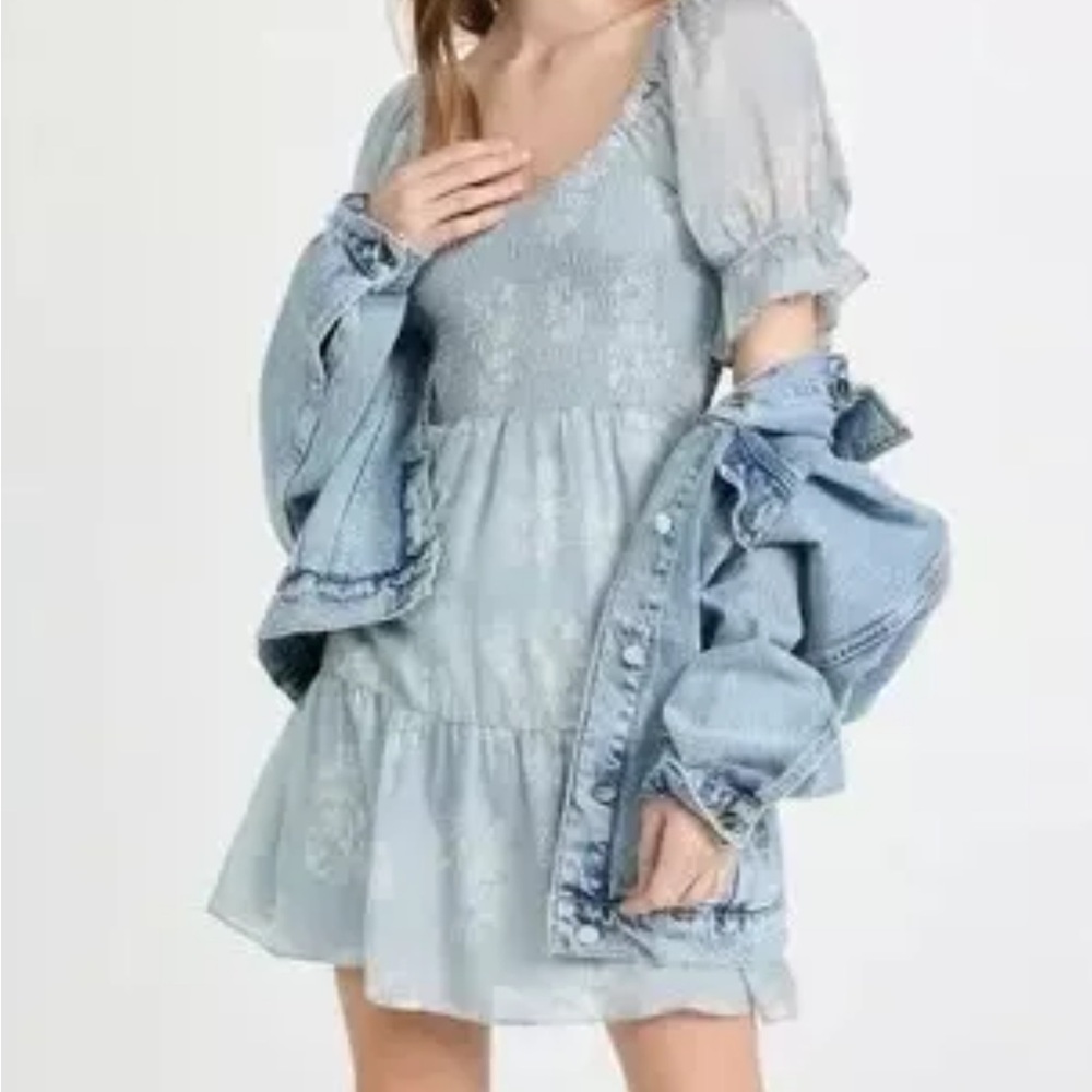 NWT Madewell Blue Puff Sleeve Lucy Dress Sundress Large